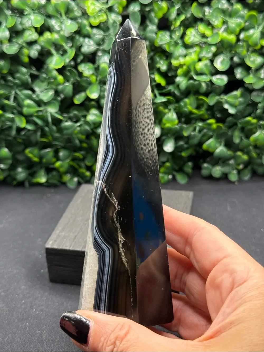 Black Banded Agate & Quartz Towers Obelisk